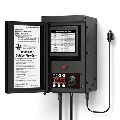 Vista 12 de GOODSMANN Transformador de bajo voltaje 45W Transformador de iluminación de paisaje para luces de paisaje de bajo voltaje con función