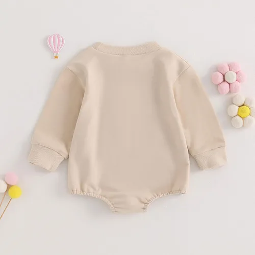 Vista 4 de FOCUSNORM Ropa de bebé recién nacida, ropa para niña con estampado de papi, sudadera bordada, mameluco de manga larga
