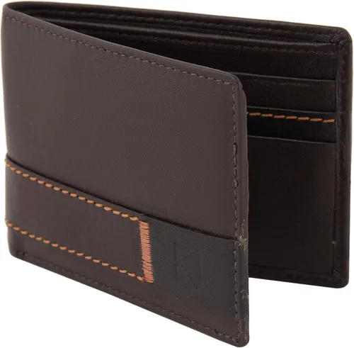 Vista 9 de KRAFTIQ CHARLES - Billetera de piel de napa marrón de alta calidad con protección RFID, seguro RFID, Marrón, Vintage