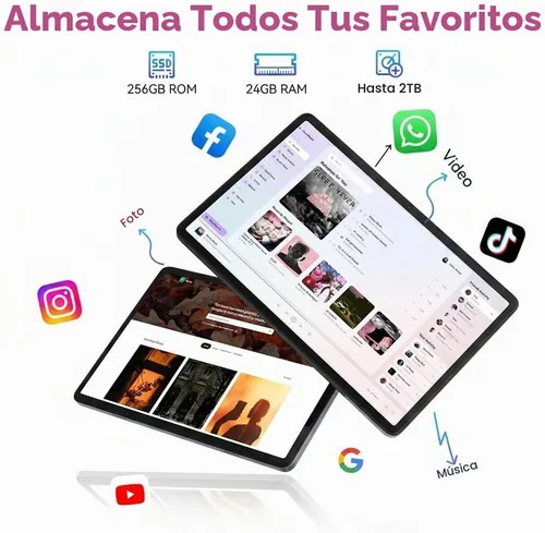 Vista 4 de Tablet con teclado, tableta Android 16, 24GB +256GB/2TB, 4 años de garantía