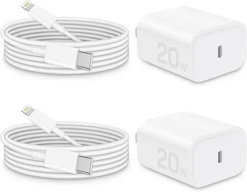 Vista 9 de CXX Cargador para iPhone de 20 W de carga rápida [certificado MFi, paquete de 2] bloque USB-C PD y cable de 6 pies compatible con iPhone Negro