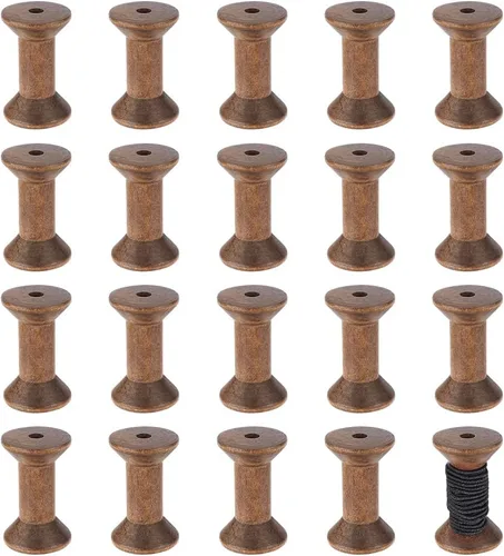 Vista 8 de BENECREAT - 20 carretes vacíos de madera antigua, 1.57 pulgadas (40mm)