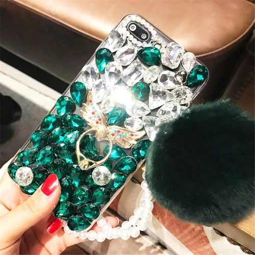 Vista 13 de Funda para Moto Z2, 3D hecha a mano de lujo con piedras brillantes brillantes de cristal y diamantes de imitación para Motorola Moto Z2 blanco