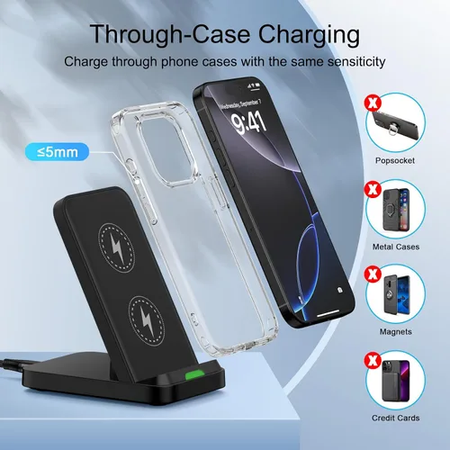 Vista 6 de Soporte de cargador inalámbrico para Samsung Galaxy S26 S25 FE Ultra Plus