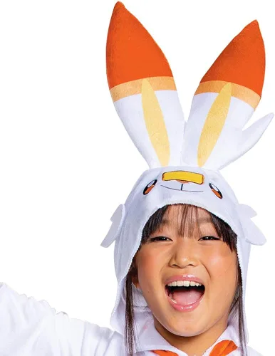 Vista 3 de Disfraz de Pokémon Scorbunny para niños, overol oficial con capucha de Pokémon con orejas