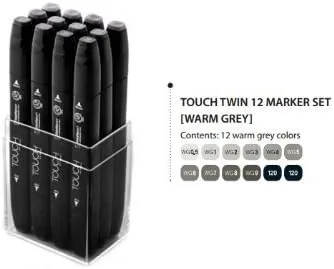 Vista 2 de ShinHan Touch Twin Marker Set 12WG Gris Cálido