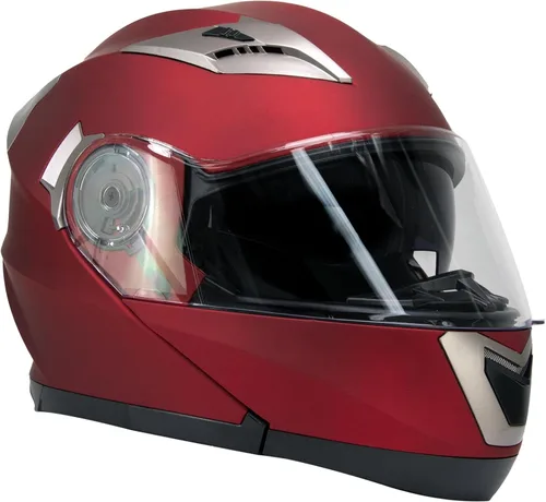 Vista 9 de Milwaukee Helmets MPH9826DOT - Casco modular de motocicleta 'ionizado' rojo plano avanzado con visera desplegable