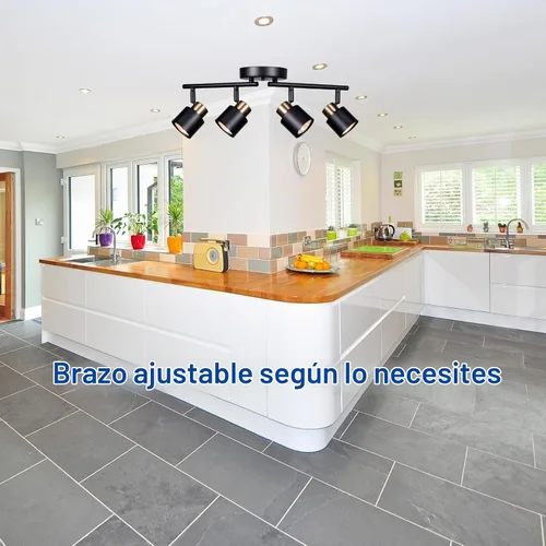 Vista 7 de Kit de iluminación de riel de 4 luces, acabado de latón negro mate ajustable con foco de techo moden empotrado para cocina, sala de estar, mejoras