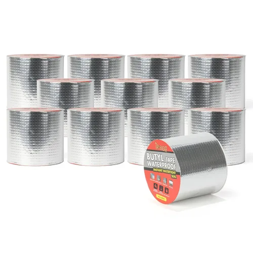 Vista 12 de TAPEBEAR Cinta de Butilo Impermeable Cinta de Sellado 2 pulgadas x 16 pies, Cinta de Papel de Aluminio Mejorada Resistente para Reparación de RV