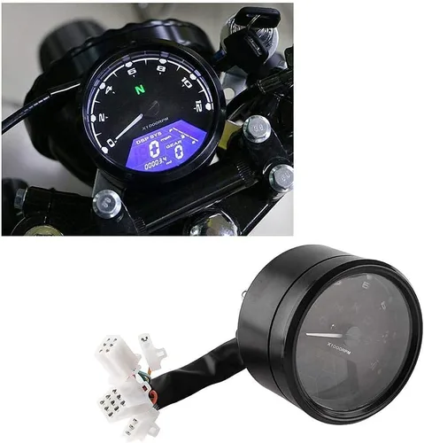 Vista 6 de Acouto Velocímetro tacómetro para motocicleta 12000RPM universal motocicleta retroiluminación LED tacómetro digital velocímetro medidor MPH DC 12V