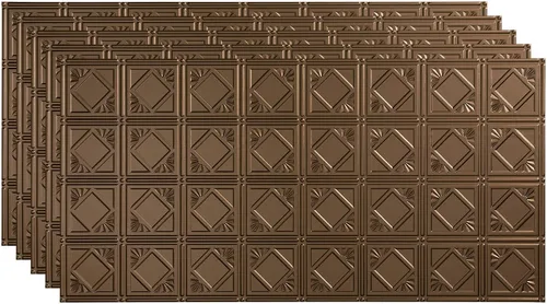 Vista 29 de FASÄDE Panel de techo decorativo de vinilo decorativo de estilo tradicional / patrón 4 de 2 x 4 pies en bronce bermudas (paquete de 5)
