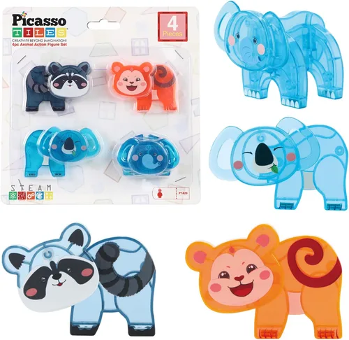 Vista 12 de PicassoTiles 8 figuras magnéticas de animales de granja, complemento de 8 Animales de granja