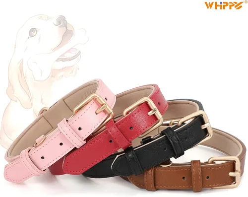 Vista 6 de WHIPPY Airtag Collar de Cuero para Perro Rastreador GPS Air Tag Collar de Cachorro Ajustable de Cuero Suave Acolchado con Estuche Porta Airtag