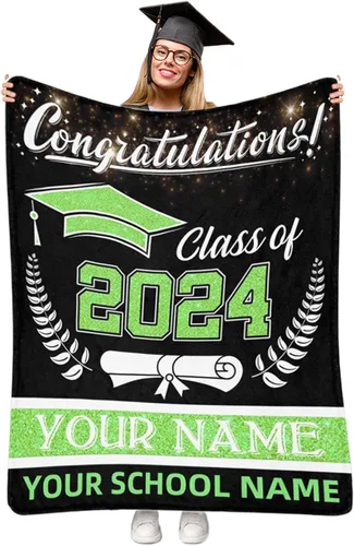 Vista 8 de Manta personalizada de graduación 2025, manta personalizada para regalo de graduación con nombre de la universidad, manta de felicitación
