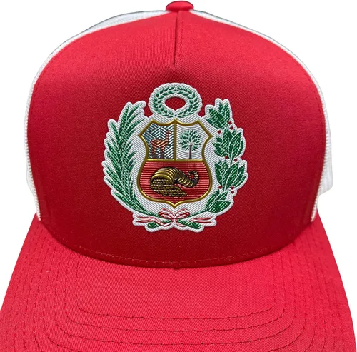 Vista 4 de PeruCoUSA Gorra Peru Escudo - Gorra de malla de camionero ajustable - Gorras de Peru