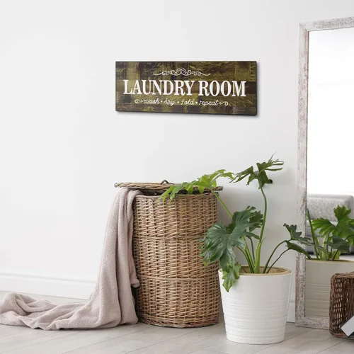 Vista 7 de Jetec - Letrero decorativo para cuarto de servicio de madera rústica estilo granja, letrero de pared familiar para lavandería, con las palabras