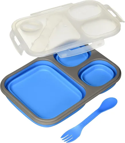 Vista 2 de Smart Planet EC-34 Kit de comida plegable de silicona ecológica grande de 3 compartimentos