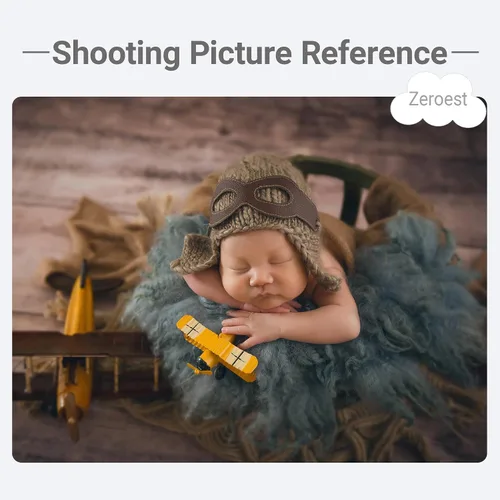 Vista 8 de Zeroest Accesorios de fotografía para bebé, sombreros de piloto, trajes de sesión de fotos, disfraz de ganchillo para niño y niña, sombrero de punto