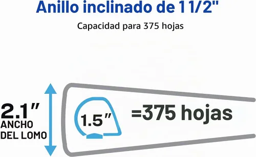 Vista 4 de Carpeta Avery resistente con anillos, Azul oscuro 1.5 pulgadas Para uso diario en la escuela, el hogar y la oficina, columna vertebral resistente al
