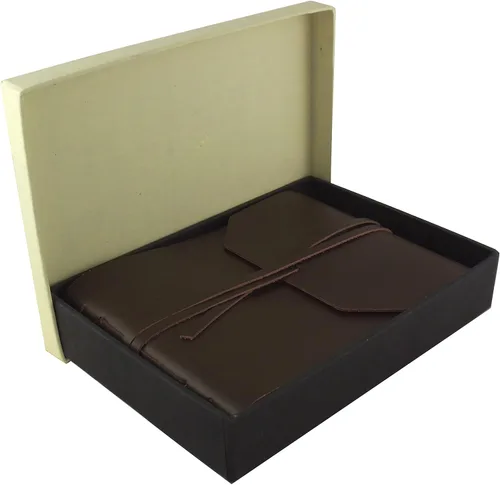 Vista 3 de Álbum de fotos rústico de cuero genuino con caja de regalo, páginas estilo álbum de recortes, capacidad para 100 fotos de 4 x 6 o 5 x 7 pulgadas