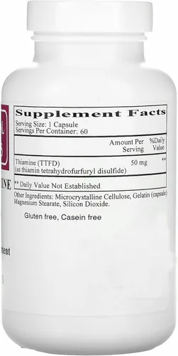 Vista 2 de Ecological Formulas Toda la tiamina vitamina B1 50 mg, 2 X 60 cápsulas