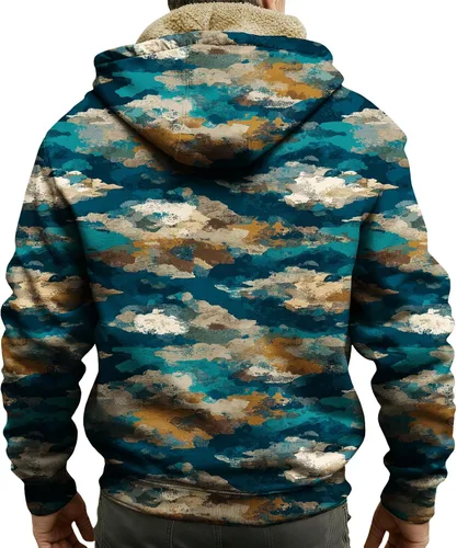 Vista 4 de LIZALIG Sudadera con capucha y cremallera para hombre, con forro polar grueso, abrigo de moda de otoño, abrigo cálido de invierno