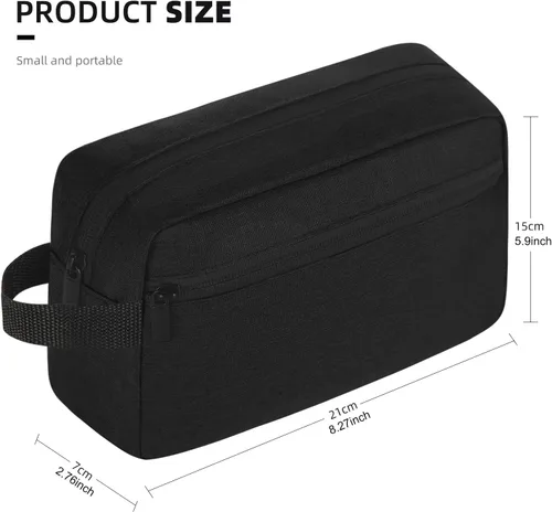 Vista 2 de Icramsy Neceser de viaje para mujeres y hombres, bolsa de cosméticos colgante, accesorios de viaje para mujeres y hombres, Negro, Moderno