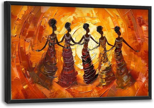 Vista 40 de Quorin Arte de Pared Grande Afroamericano Abstracto de Chica Negra Mujer Imágenes de Danza Decoración de Pared Retro Étnico Impresión en Lienzo