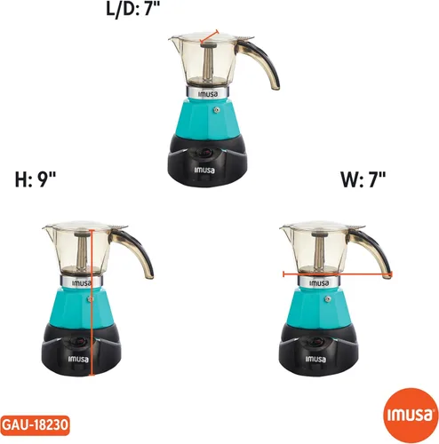 Vista 8 de IMUSA Cafetera Eléctrica de Espresso de 3 o 2 Tazas, Verde Azulado
