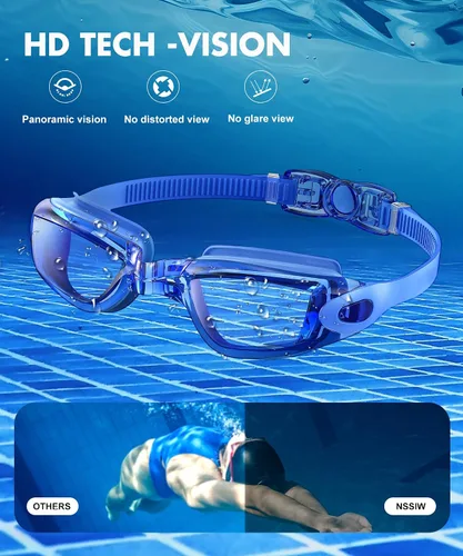 Vista 4 de NSSIW Swim-Goggles-Adult-Women Goggles Swimming Men: Anti Fog Pool Goggles with UV400 and No Leak 2 Pack