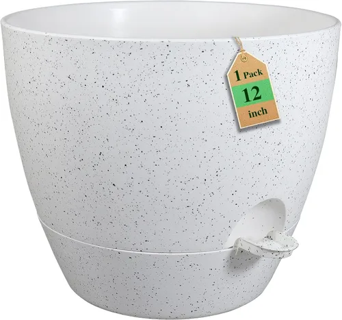 Vista 18 de Macetas de 8 pulgadas con riego automático, juego de 2 macetas de plástico con agujeros de drenaje de malla para plantas de jardín y flores, macetas