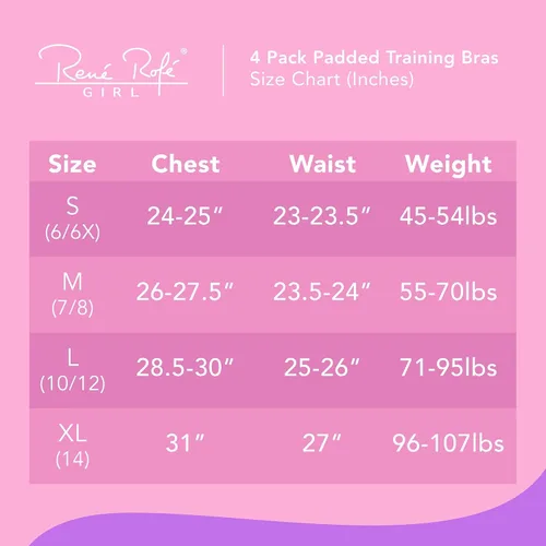 Vista 3 de Paquete de 4 brasieres de entrenamiento acolchados para niñas, con relleno extraíble