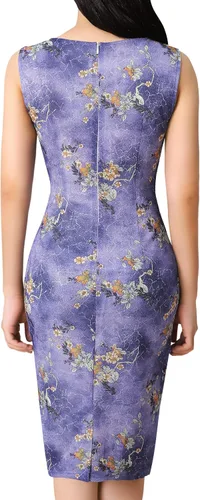 Vista 4 de VFSHOW - Vestido tubo con cremallera frontal para mujer diseño con retazos de encaje para cóctel trabajo negocios fiesta