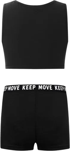 Vista 4 de Moily Conjunto deportivo de dos piezas para niñas, camiseta de manga corta con pantalones cortos para gimnasia, baile, deportes