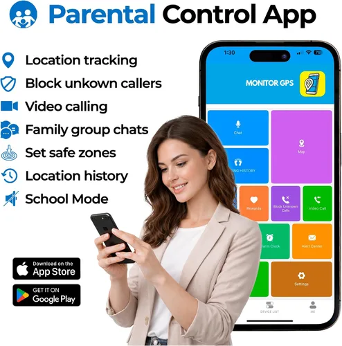 Vista 2 de Reloj para niños con localizador GPS, llamadas bidireccionales, seguimiento en tiempo real y alertas SOS - Reloj inteligente para niños