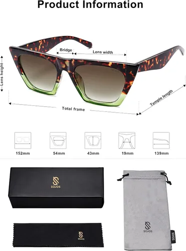 Vista 5 de SOJOS Oversized Square Cateye Polarized Sunglasses for Women Men Big Trendy Sunnies