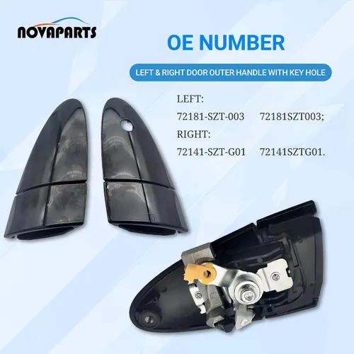 Vista 3 de NOVAPARTS Manija exterior de puerta izquierda y derecha con orificio para llave para Honda CR-Z 72181SZT003 72141SZTG01 2011 2012 2013 20141SZTG01