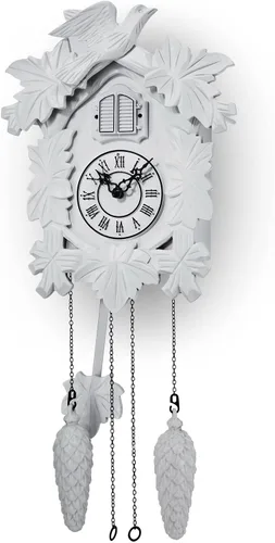 Vista 10 de TIMEGEAR Reloj de cuco con modo nocturno, decoraciones talladas a mano y péndulo oscilante (azul)