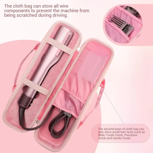 Vista 4 de Estuche rígido de transporte compatible con el alisador de cabello Rosa rosado