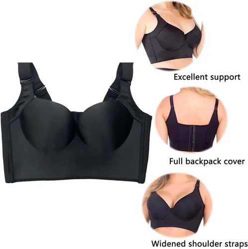 Vista 5 de Brasier deportivo con copa profunda para mujer, oculta la grasa de la espalda, brasier deportivo con realce incorporado con faja moldeadora