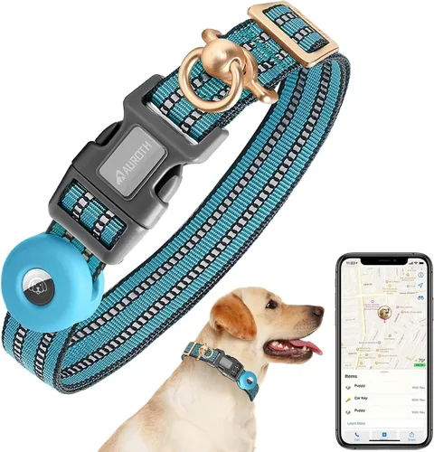 Vista 22 de Collar de perro Auroth para perros medianos y grandes, collar de perro reflectante, collares de perro de nylon suave ajustables con resistente