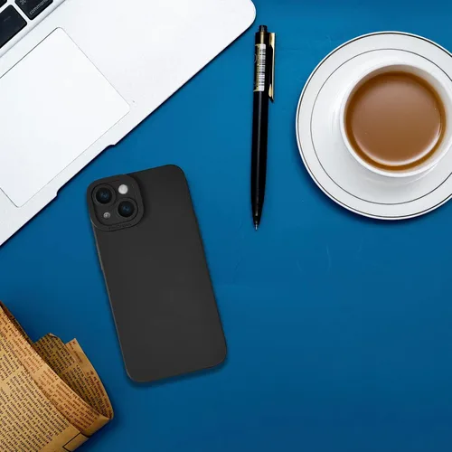 Vista 5 de LOOKSEVEN Funda para iPhone 13, carcasa trasera de goma TPU de silicona negra compatible con iPhone 13 (6.1 pulgadas)