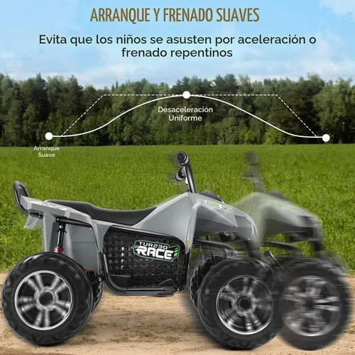Vista 4 de Hikole ATV XL de 24 V, 4 ruedas para niños de 6 a 14 años, 2 plazas, gris Gris oscuro