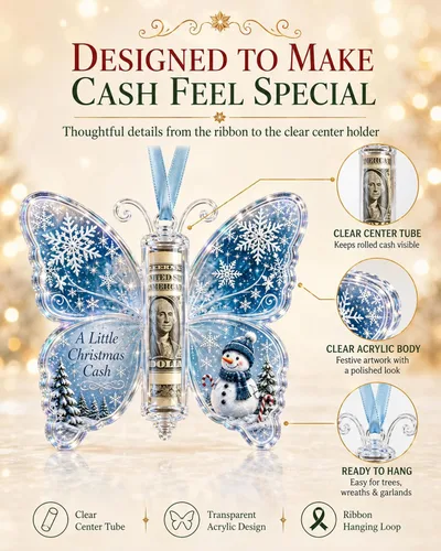 Vista 3 de Regalo de dinero en efectivo de Navidad, adorno de mariposa, decoración de 5PCS-B