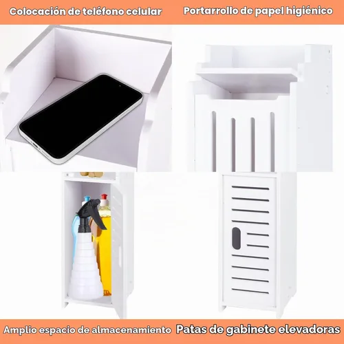 Vista 5 de ShellKingdom Toilet Paper Holder Stand, Bathroom Storage Cabinet with Doors