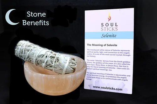 Vista 5 de Soul Sticks Cuencos de cristal de selenita para manchas, curación y recarga de cristales, cuenco de selenita pura y estación de carga de cristal