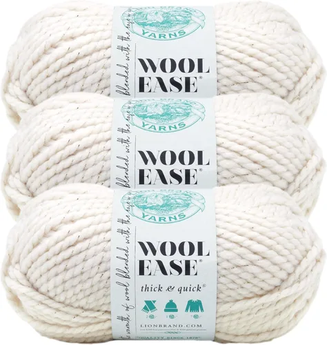 Vista 204 de Lion Brand Yarn - Ovillo de lana Wool-Ease Thick & Quick color fuerza aérea Super Bulky Wool Acrylic Blend Fiber for Soft Hats, Sweaters, Chunky