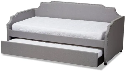 Vista 4 de BOWERY HILL Sofá cama doble tapizado moderno y contemporáneo con cama nido en gris