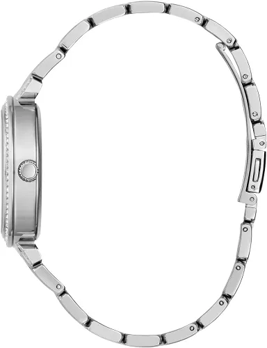 Vista 3 de GUESS US - Reloj analógico con corte floral plateado para mujer