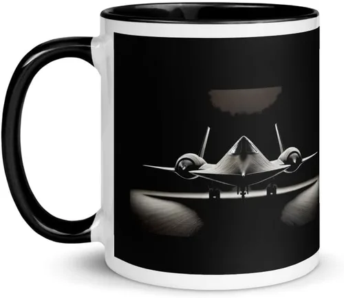 Vista 3 de SR-71 Blackbird Military Aviation Blanco y Negro Taza